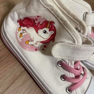 Unicorn High-Top Kids Shoes - Pink & White